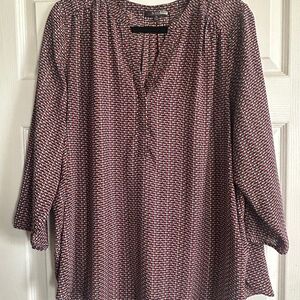 NYDJ Red Black Geo-Print V-Neck Tunic